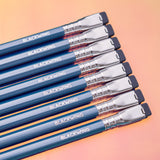 A set of Blackwing Pearl - Blue pencils on a vibrant background.