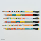 Six colorful Blackwing brand Disney-themed pencils arranged horizontally on a light gray background, featuring character illustrations and names including Mickey, Minnie, Donald, Daisy, Goofy, and Pluto. A small Disney watermark appears in the bottom-left corner.