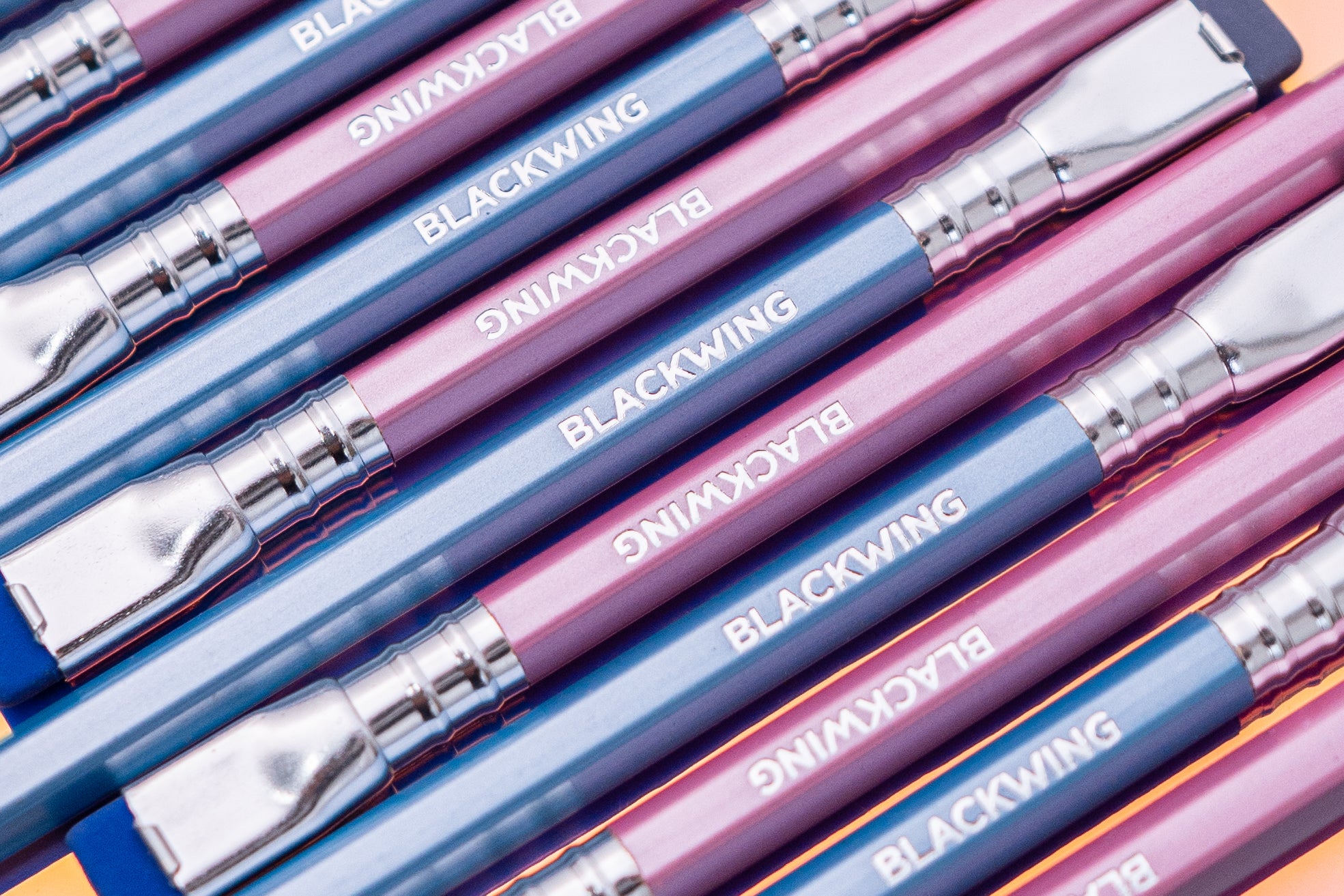 A group of Blackwing Pearl - Blue (Set of 12) pens, featuring a graphite core and design inspired by the Blackwing Pearl.