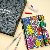 Blackwing Volume 292 Keith Haring gift set laid out on an off-white background