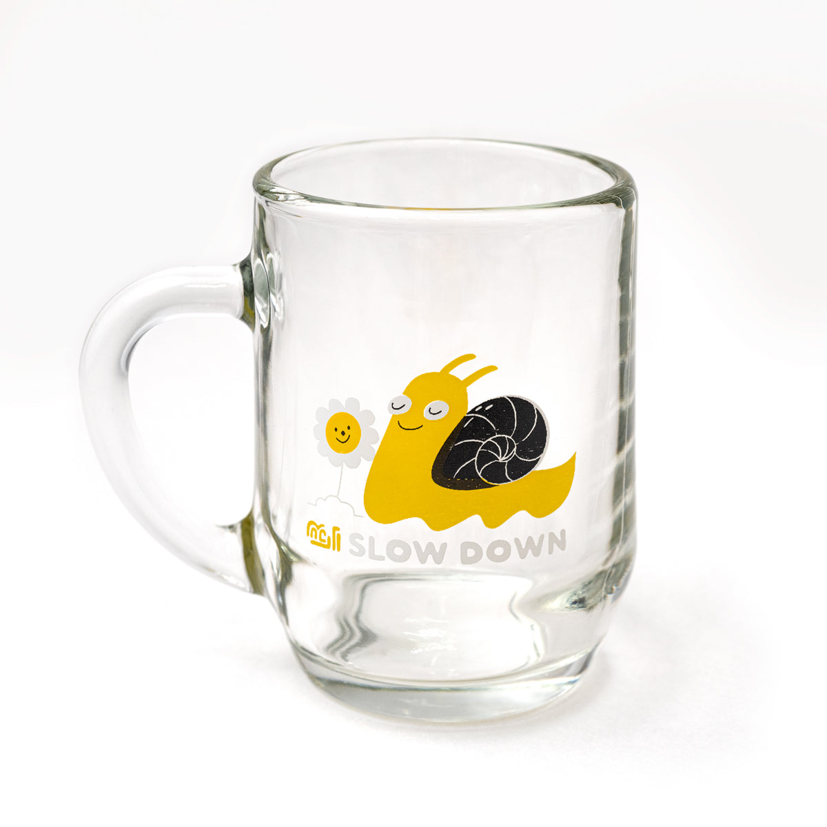 A Blackwing Slow Down Snail Mug with a snail illustration.