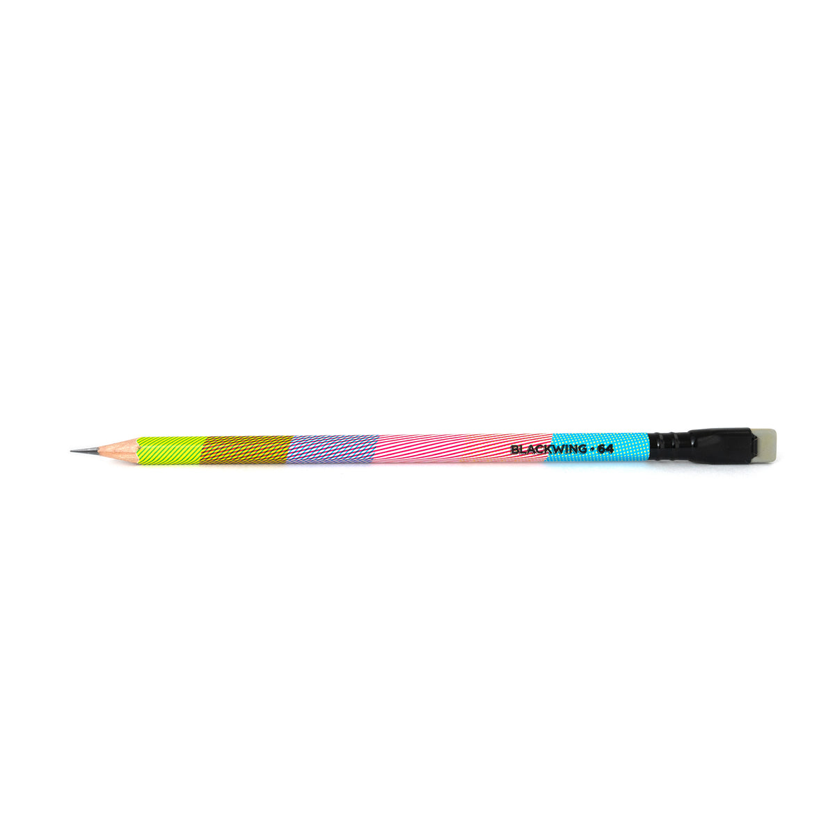 A Blackwing Volume 64 (Set of 12) with a colorful stripe reminiscent of a rainbow.