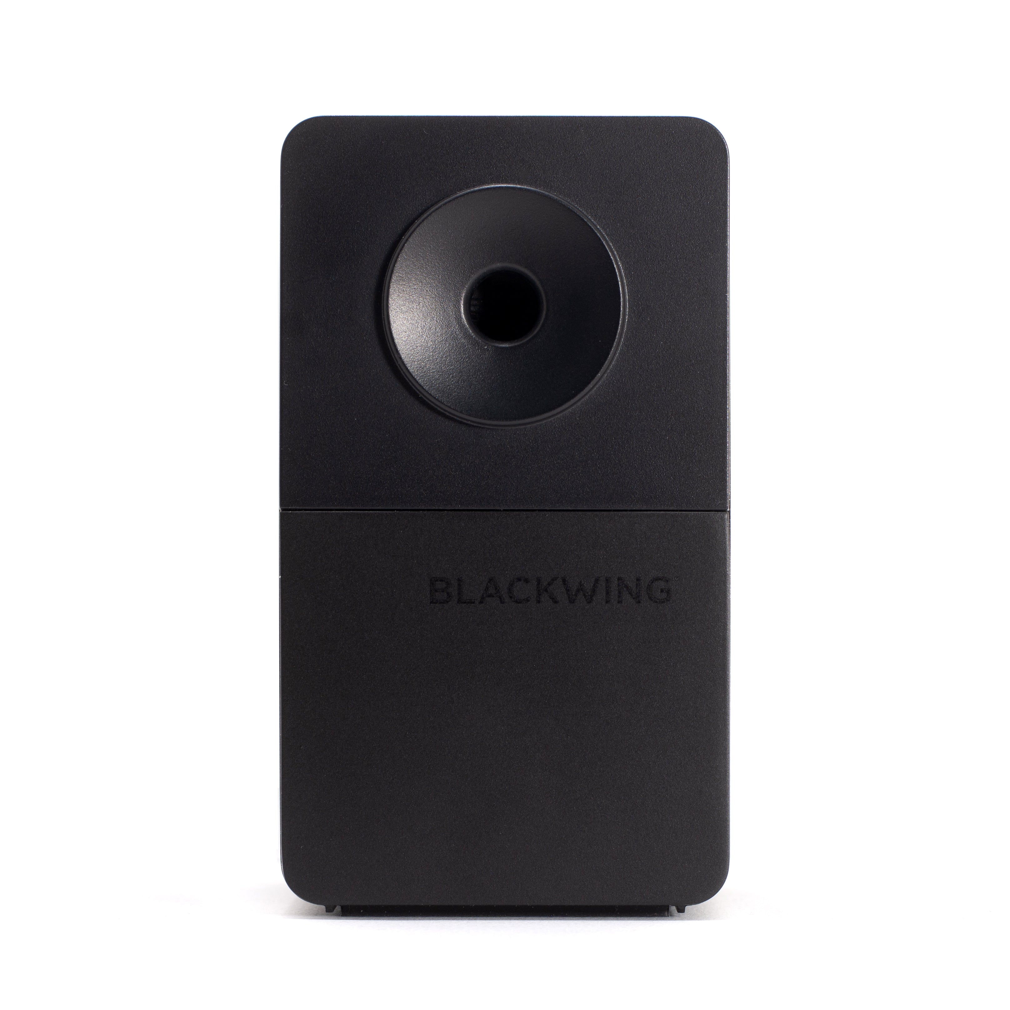 A Blackwing Desktop Sharpener with a round hole.