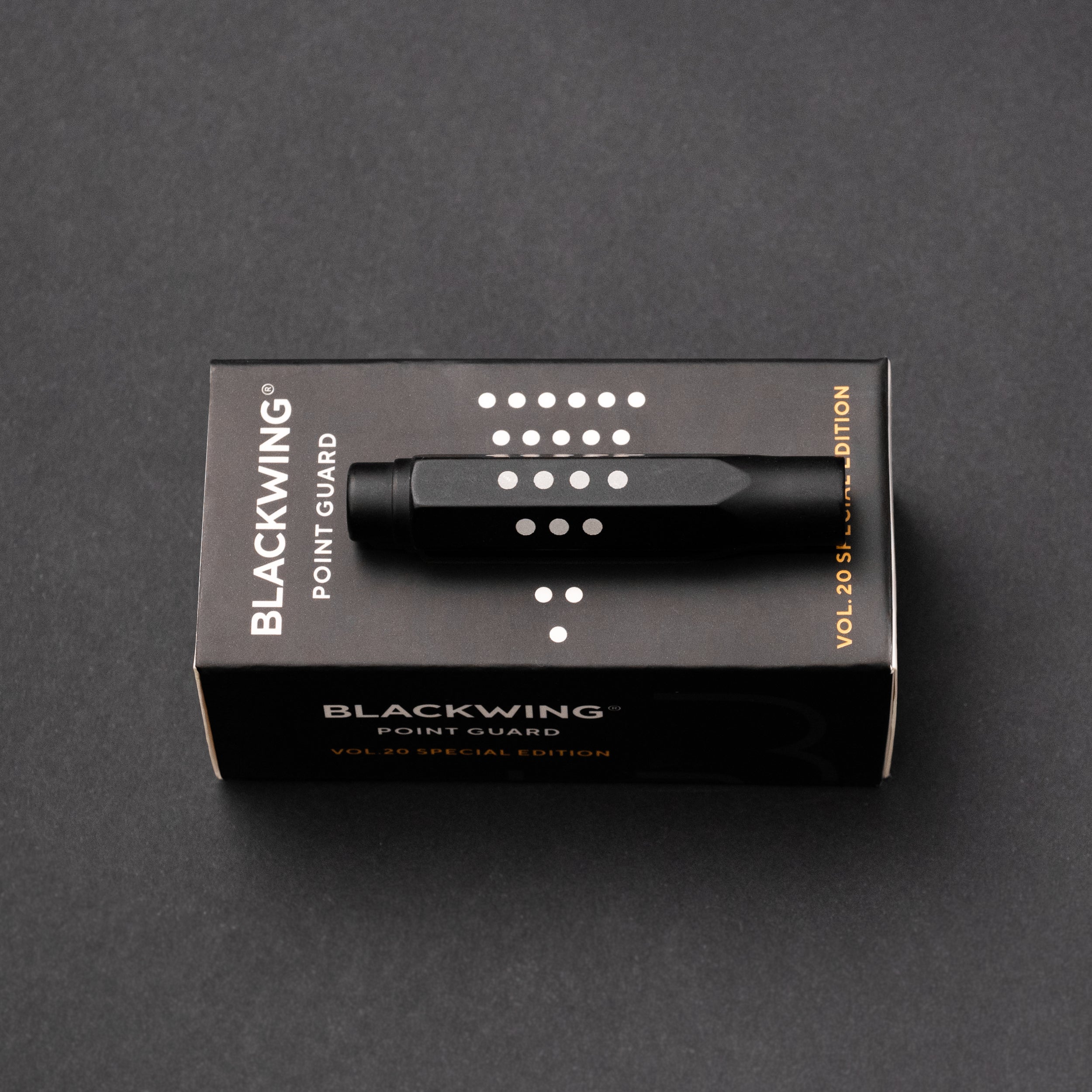 A Blackwing Volume 20 - D6 Point Guard in its packaging, displayed on a dark background.