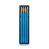 A set of Blackwing Blue pencils with a non-photo blue core in a black box.