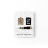 Blackwing Blueprint Enamel Pin Set - 3 pieces - blueprint hand, Blackwing "B" emblem, and pencil.