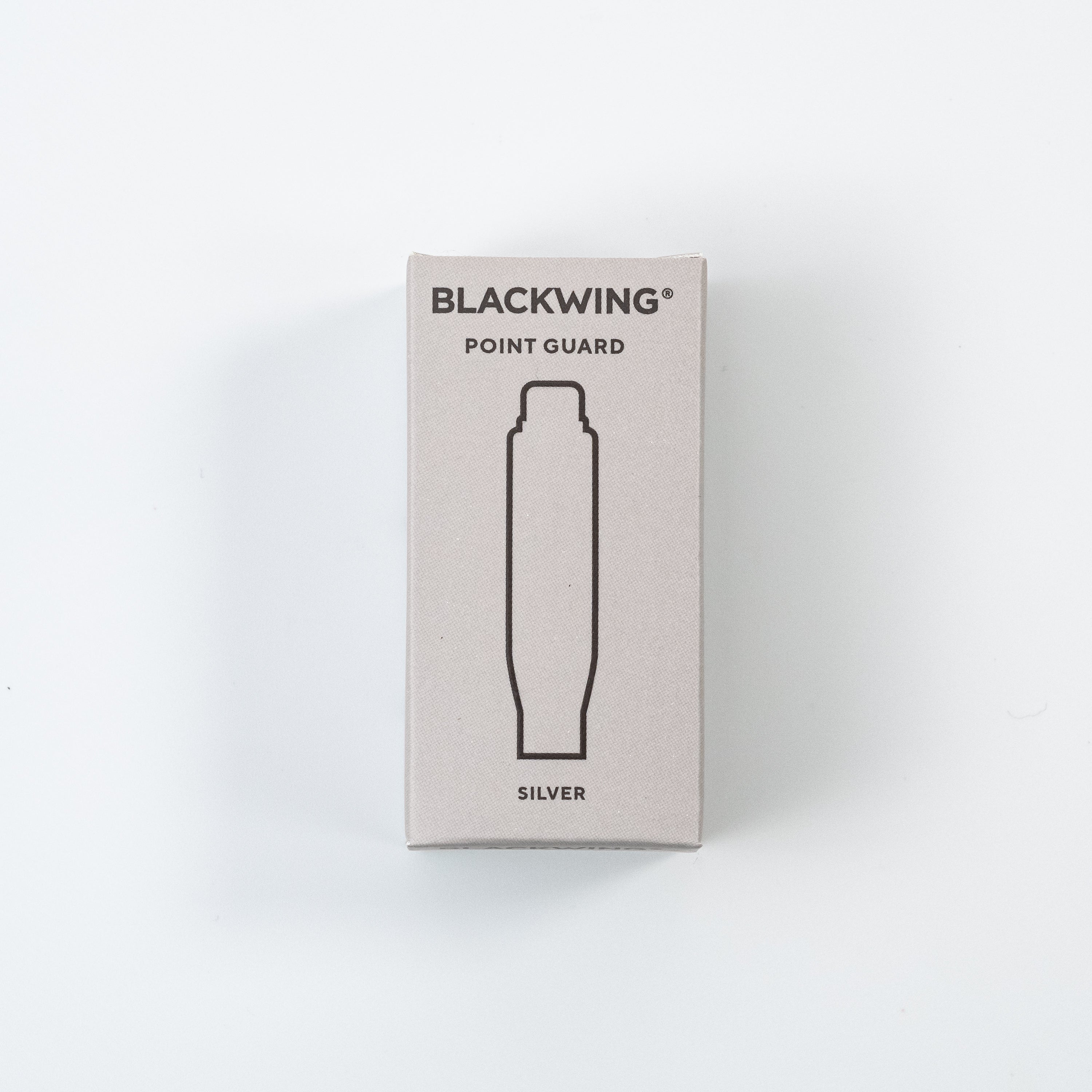 A box with a Blackwing Point Guard - Silver logo, made of lightweight machined aluminum.