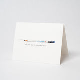 A limited edition greeting card featuring a Blackwing Volumes Notecards - Year 5 pencil.