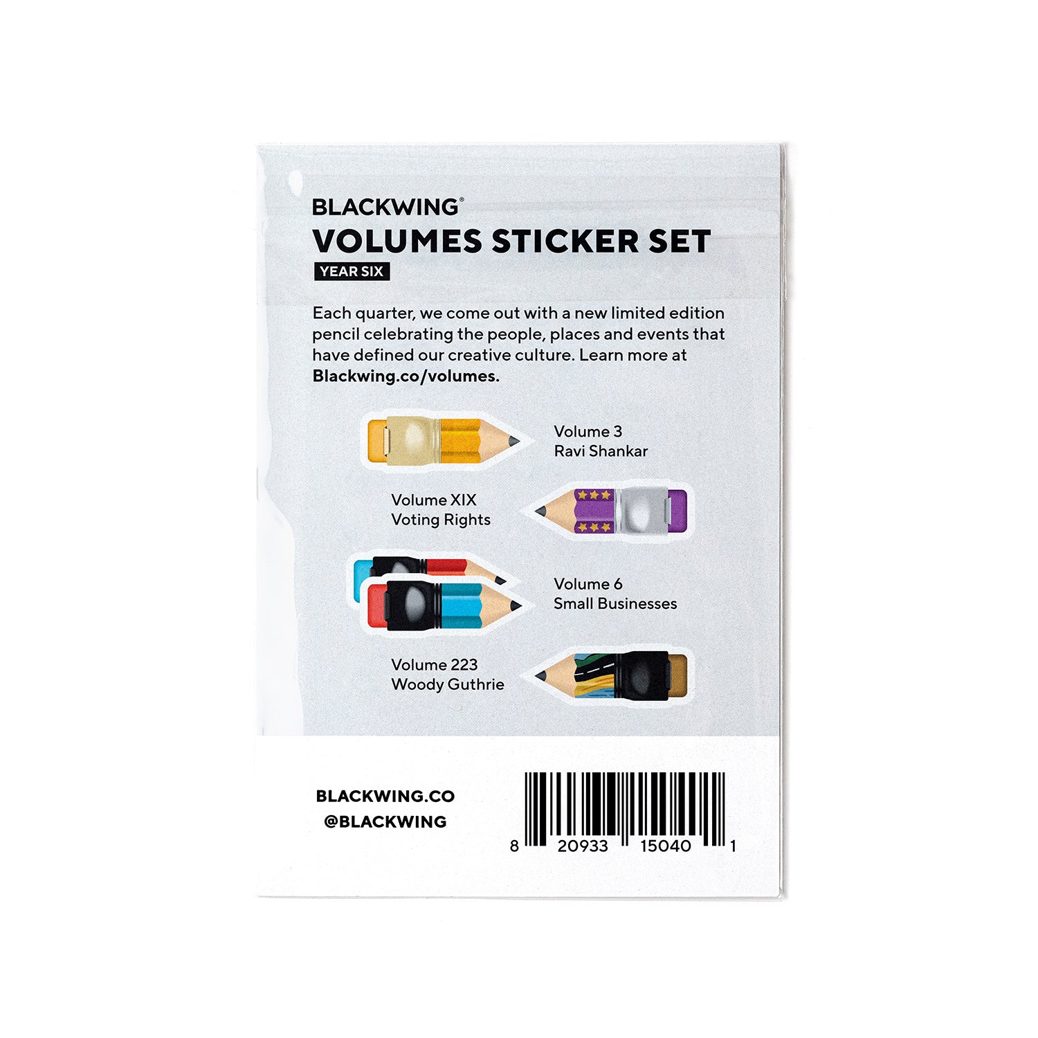 Blackwing Volumes Sticker Set - Year 6 from the limited edition pencil program.