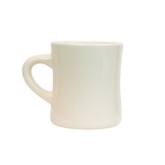 white ceramic mug, diner style