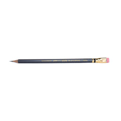 Blackwing Eras 2026 pencil features a dark grey barrel, iconic dark gold ferrule with a black stripe, pink eraser, and our extra-firm graphite, and dark gold imprint that says "WOODCLINCHED JAPAN --- EXTRA-FIRM GRAPHITE BLACKWING ERAS".