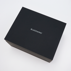 A matte black rectangular product box with the brand name 'BLACKWING' printed in white on the top, photographed on a clean white background.