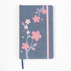 Blackwing x Moleskine Sakura Notebook featuring navy canvas cover with japanese cherry blossom print