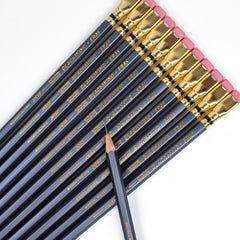 Blackwing Eras 2026 pencils arranged in a diagonal pattern with one pencil tip resting on top.