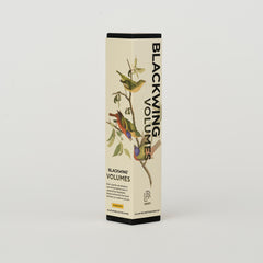 Blackwing Volumes pencil box featuring illustrations of birds on a branch
