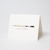 A greeting card with a Blackwing Volumes Notecards - Year 5 pencil on it from a limited edition collection.