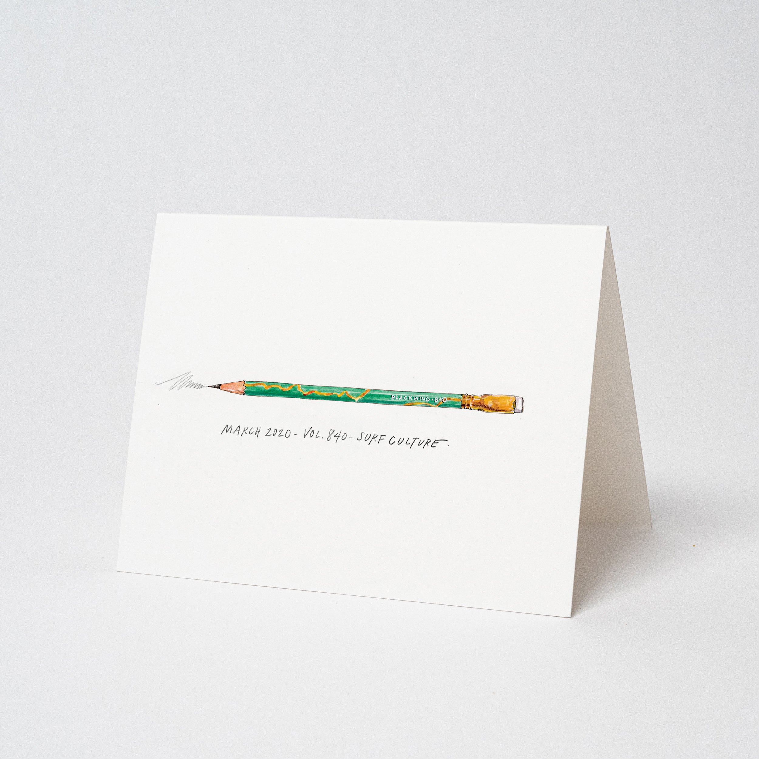 A limited edition Blackwing Volumes Notecards - Year 5 with a pencil on it.